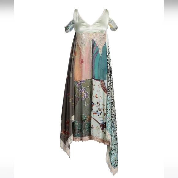 MARINE SERRE Silk Scarves Open Shoulder Flowy Midi Dress - Picture 16 of 16